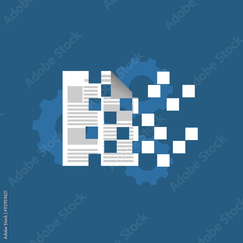 Document encryption concept illustration. Flat design.