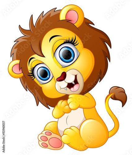 Cute happy lion cartoon