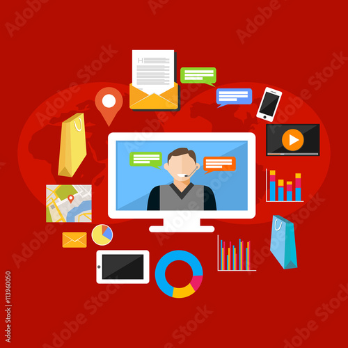 Online support or service support illustration. 