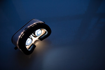 VR virtual reality headset light up inside at night