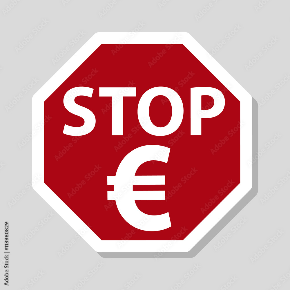 color euro currency red stop sign eps10 color euro currency red stop sign eps10