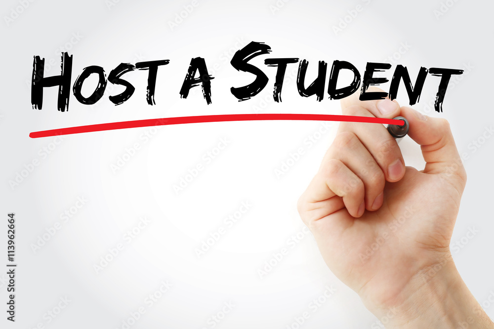 Hand writing Host a Student with marker, concept background Hand writing Host a Student with marker, concept background