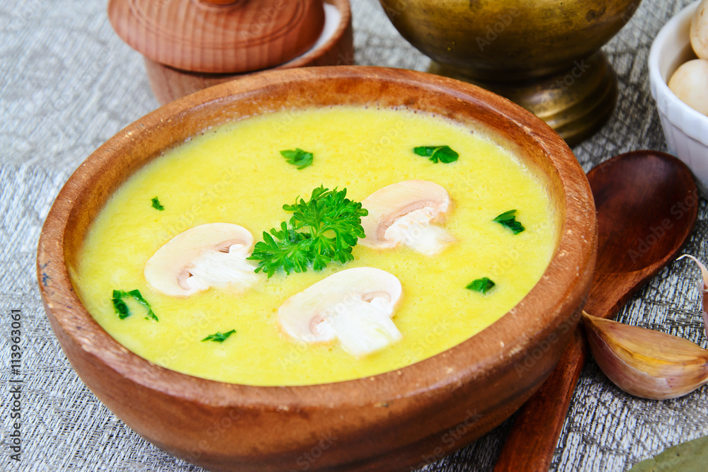 Puree Cream Soup of Zucchini with Mushrooms Puree Cream Soup of Zucchini with Mushrooms