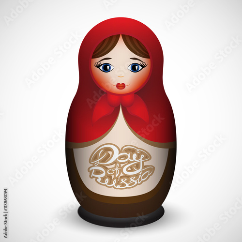 Vector illustration of Russian nested doll with text to the Day
