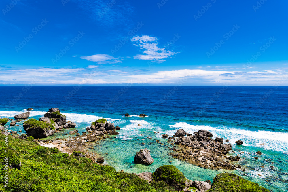 Fototapeta premium Sea, coast, shore, landscape, seascape. Okinawa, Japan, Asia.