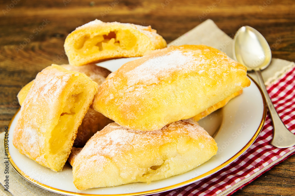 Sweet Bakery Bun with Cheese, Apple and Cinnamon Sweet Bakery Bun with Cheese, Apple and Cinnamon