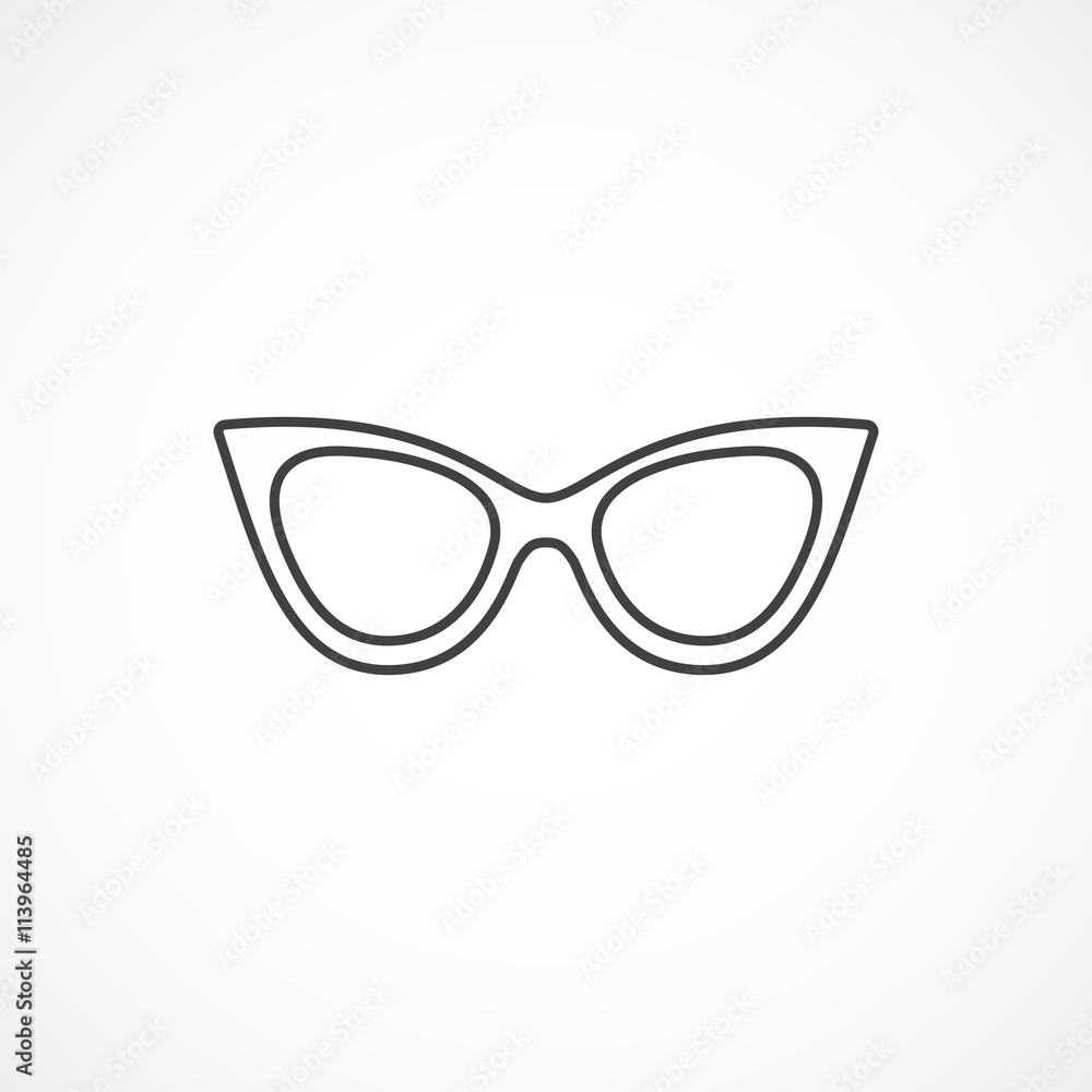 Fototapeta premium Sunglasses cat eye icon. Vector line icon