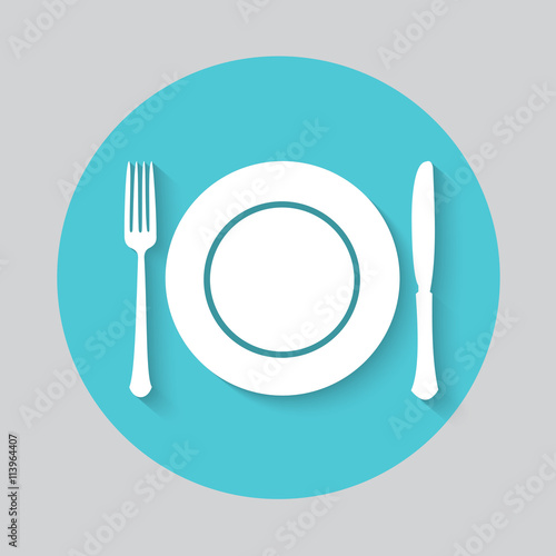 Dish fork and knife icon