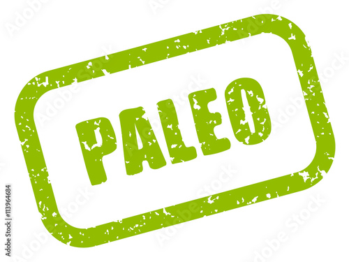 Stempel: PALEO – Vektor, grunge, grün, schräg, freigestellt