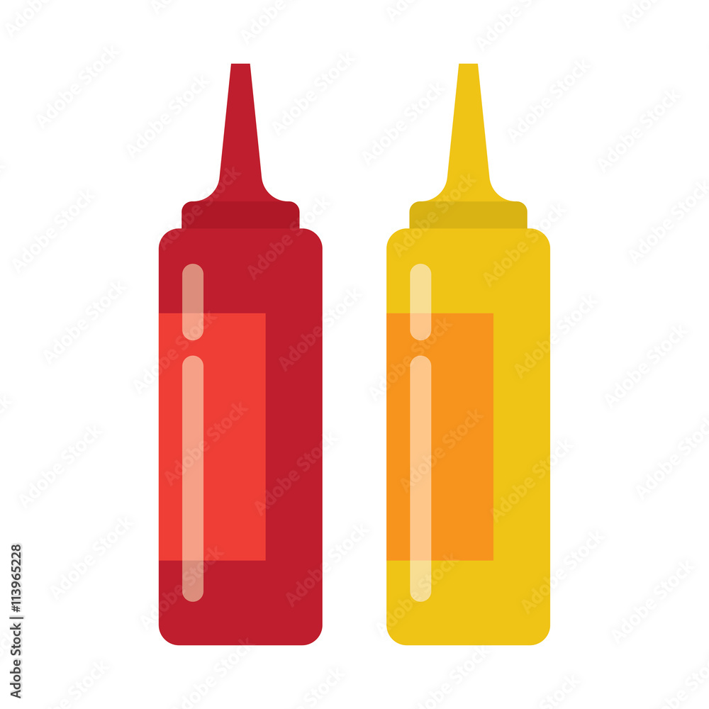 bottles of ketchup and mustard isolated on white bottles of ketchup and mustard isolated on white