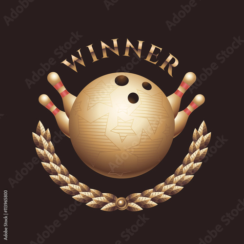 Bowling championship vector trophy, logo