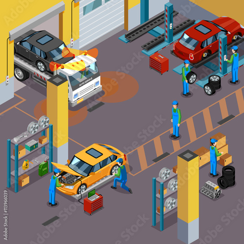 Car Service Isometric Concept