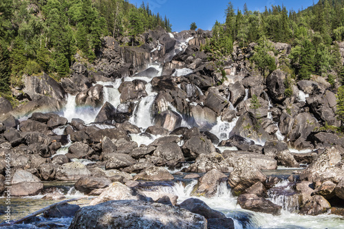 Rainbow at Uchar waterfall, Altay (Altai), Russia photo