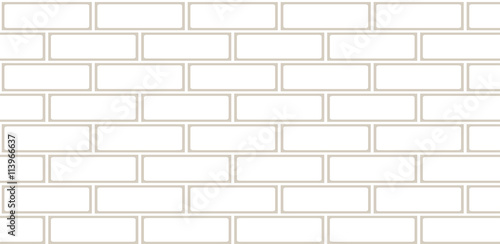 White brick vector wall background. Interior stone