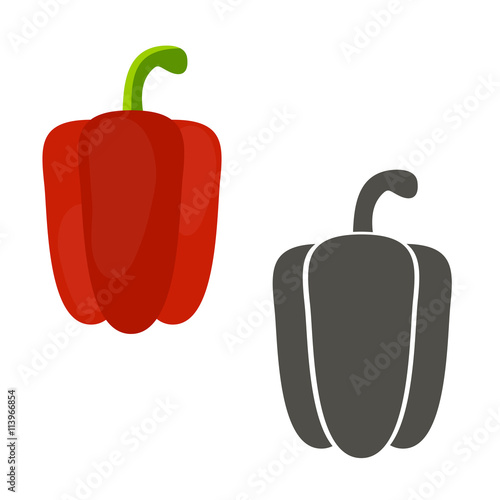 silhouette of colored paprika and black on a white background photo