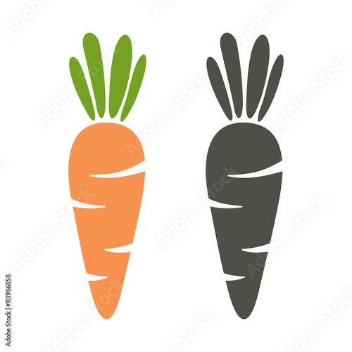 Vászonkép silhouette of carrots and black color on a white background