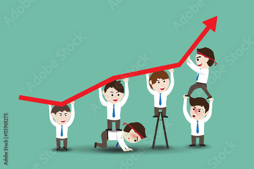Teamwork leading to successful business, template