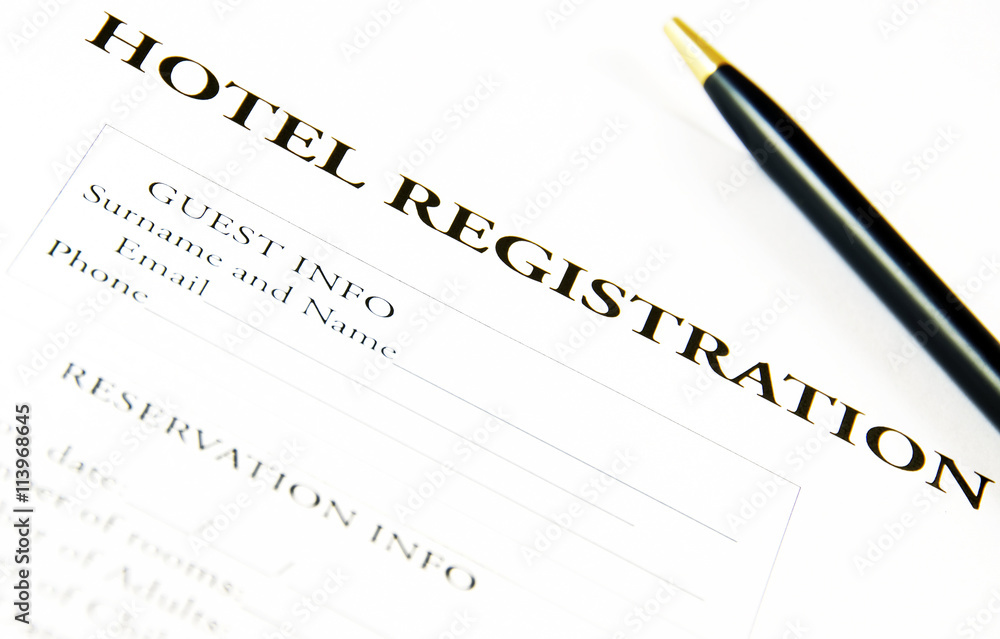 Blank hotel registration form
