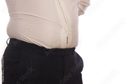 dicker Bauch, Mann ist Hemd und Hose zu eng Stock Photo | Adobe Stock