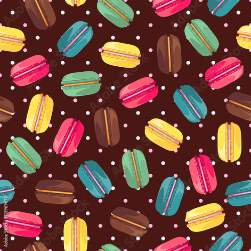Seamless pattern with tasty macaroons