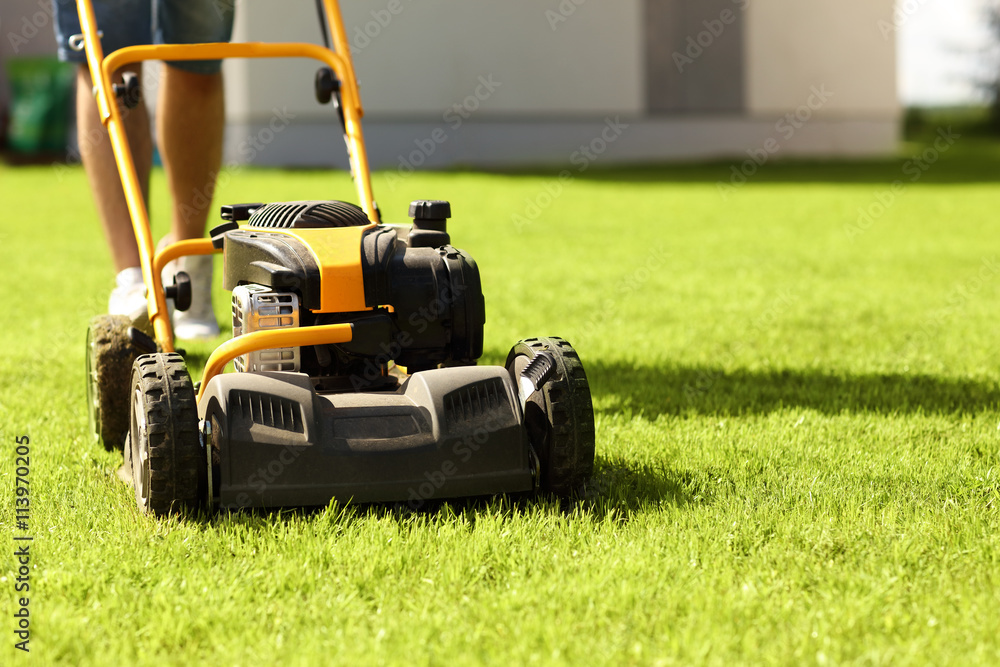 Man mowing the grass Man mowing the grass