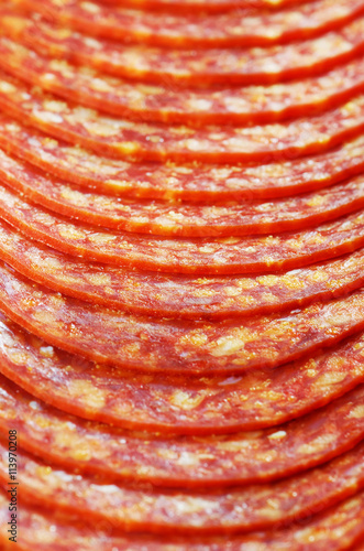 Spicy salami slices