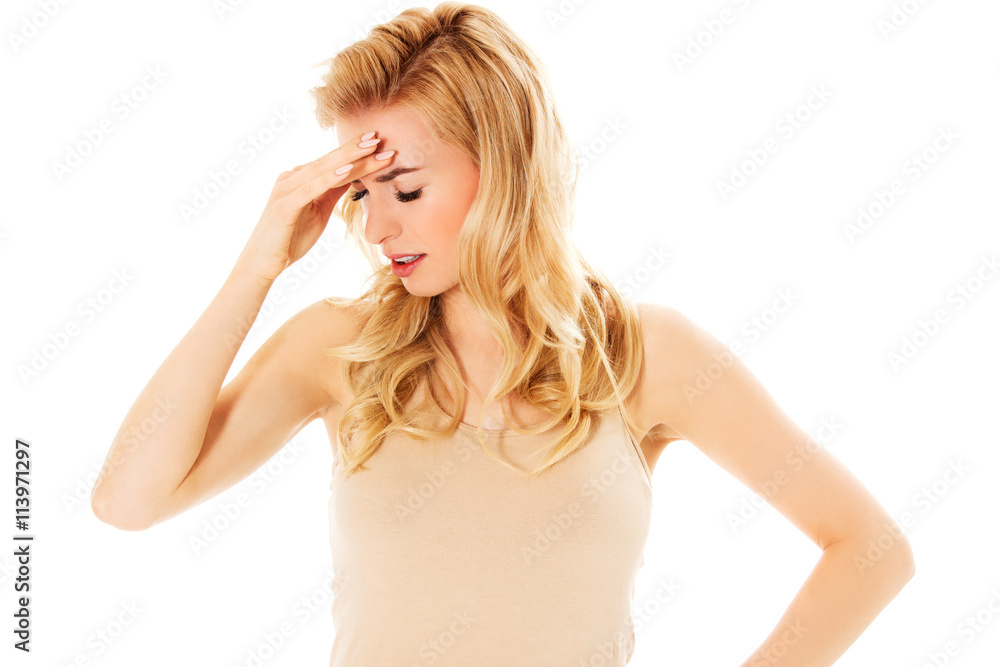 Young beautiful woman with huge headache Young beautiful woman with huge headache