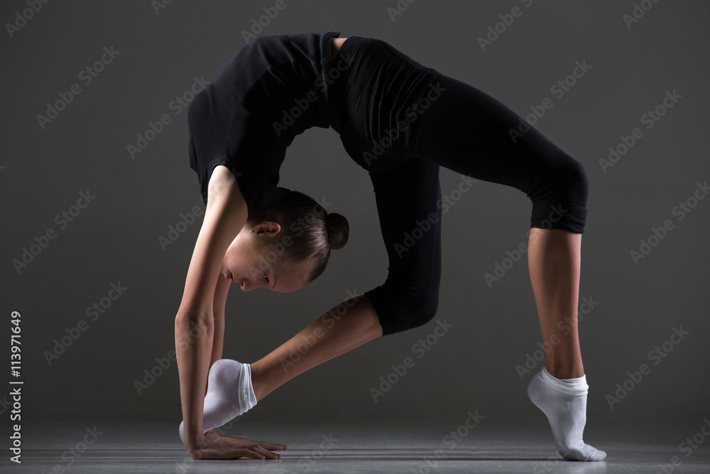 Girl doing backbend exercise