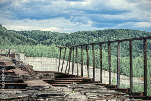 abandoned broken obsolete bridge hopelessness an insurmountable photo