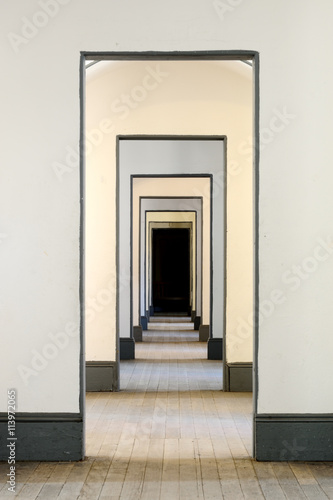 Hallway with many doors