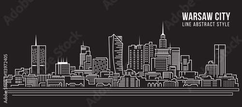 Cityscape Building Line art Vector Illustration design -  Warsaw city
