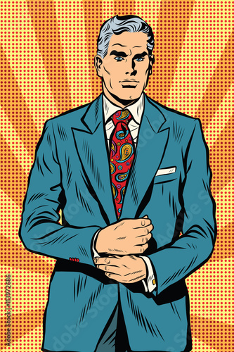 Retro businessman boss gray hair
