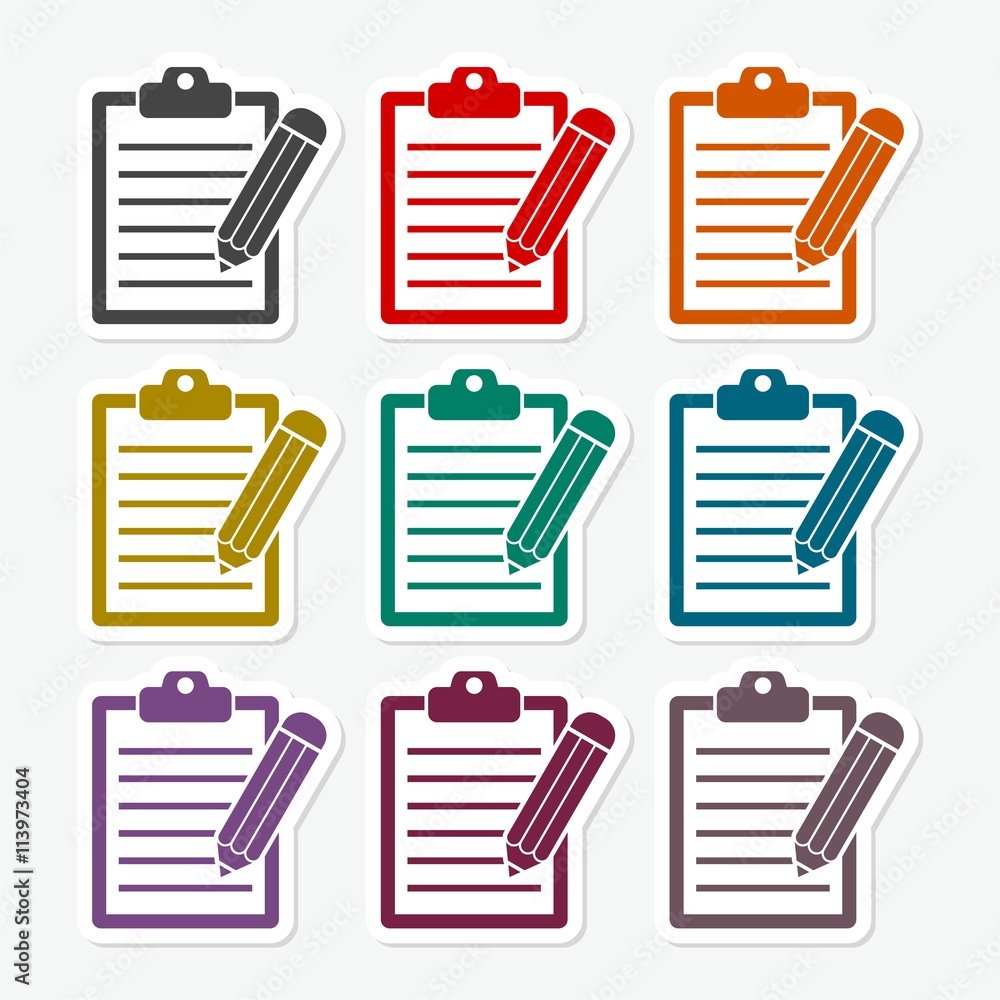Clipboard and pencil sticker set Clipboard and pencil sticker set