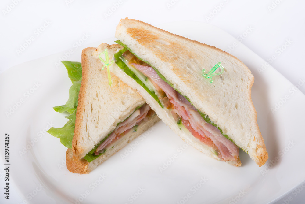 Fresh sandwiches on a white plate Fresh sandwiches on a white plate