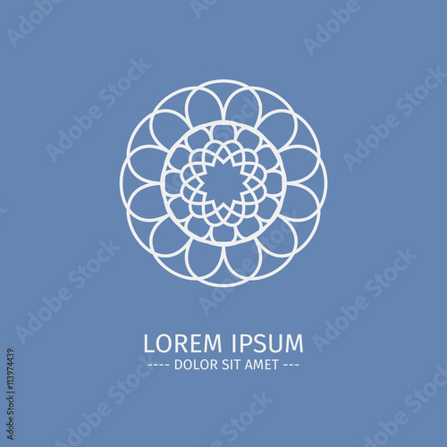 Luxury Logotype. White logotype. Sign in the shape of a flower. Simple geometric logo for boutique.