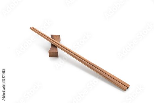 wood chopsticks isolated on white background