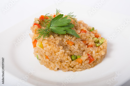 Fried rice on a white plate