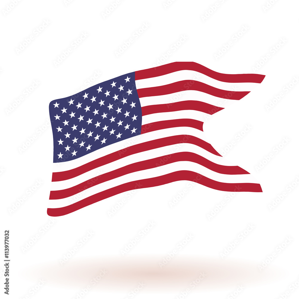 Obraz premium Illustration of a waving flag of the United States of America. Independence Day
