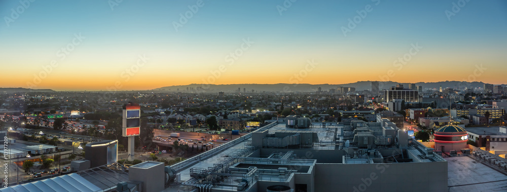 Evening sunset at downtown city skyline Stock Photo | Adobe Stock