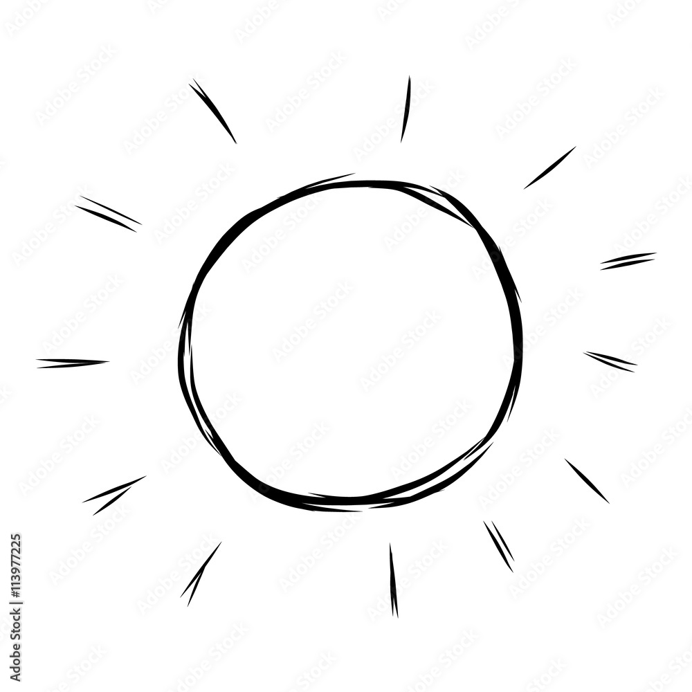 sun / cartoon vector and illustration, black and white, hand drawn, sketch  style, isolated on white background. Stock Vector | Adobe Stock