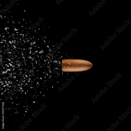 Bullet shot smashed the glass in the splinters. Vector