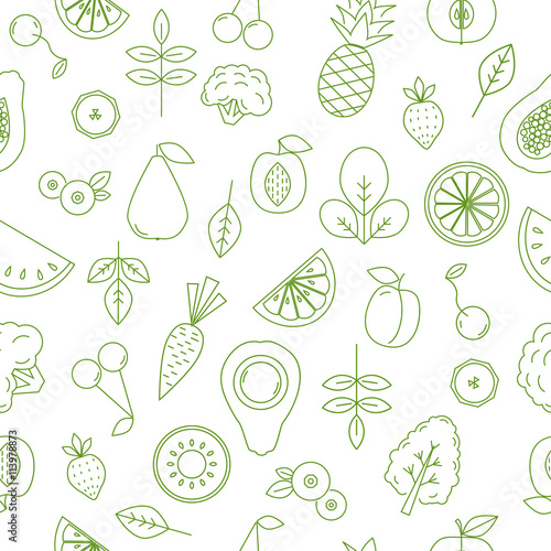Seamless pattern with fruits and vegetables