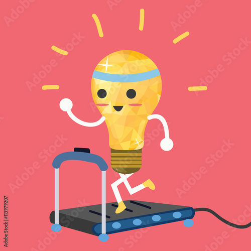 testing ideas light bulb having exercise in treadmill make it strong