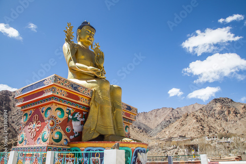 Giant golden sculpture of the Mitreya Buddha in the monastery of