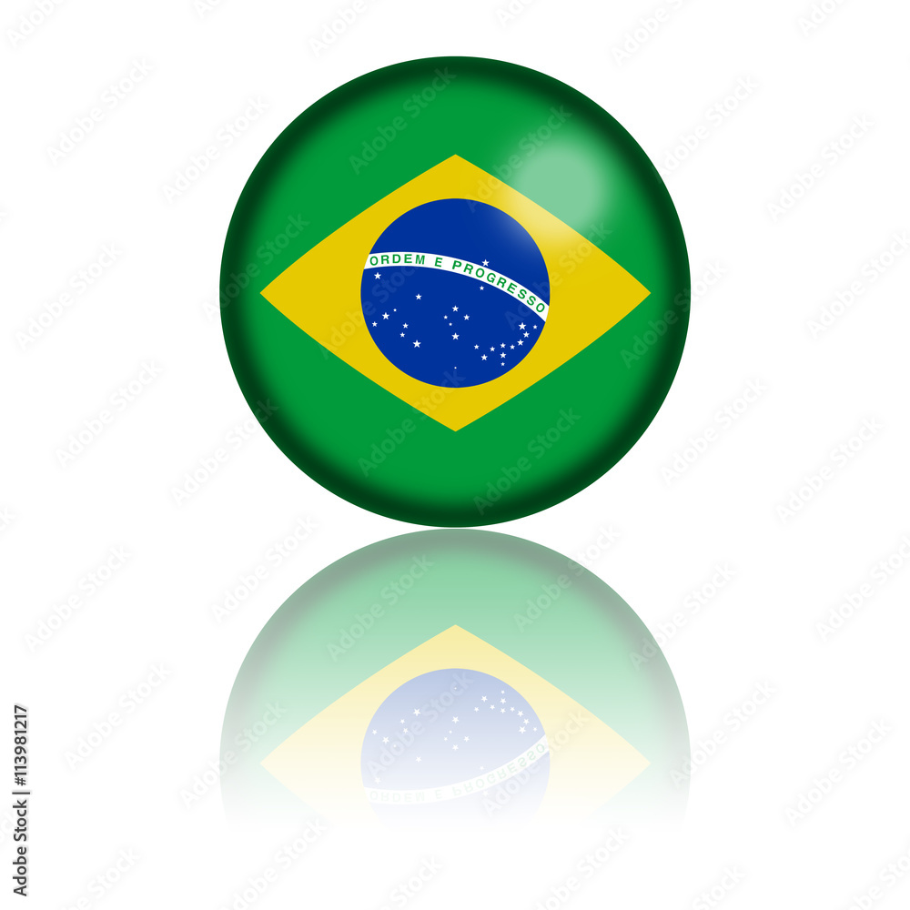 Fototapeta premium Brazil Flag Sphere 3D Rendering
