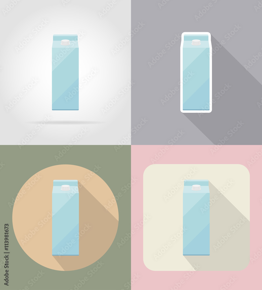 milk packaging drink and objects flat icons vector illustration milk packaging drink and objects flat icons vector illustration