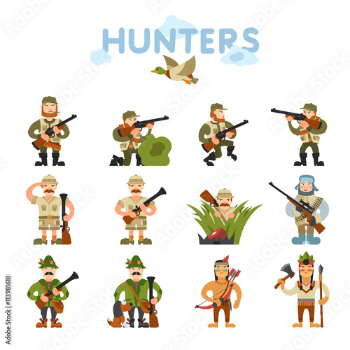 Hunters vector illustration on isolated background