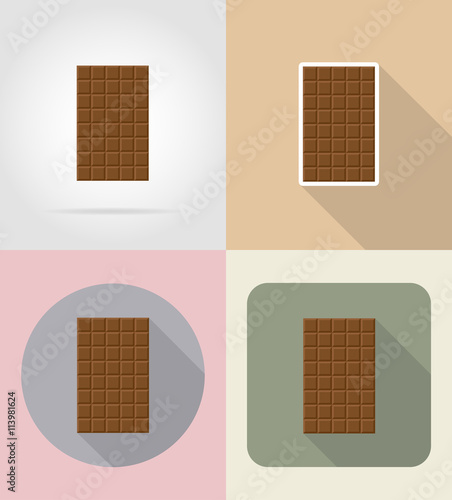 chocolate bar food and objects flat icons vector illustration