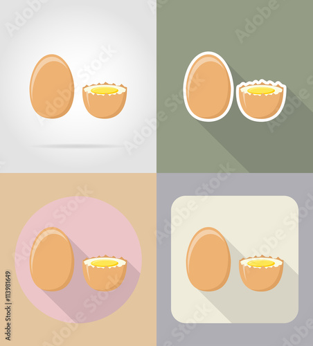 eggs food and objects flat icons vector illustration