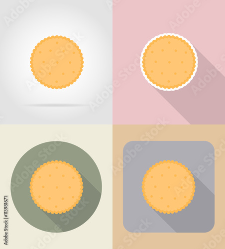 cookie biscuit food and objects flat icons vector illustration